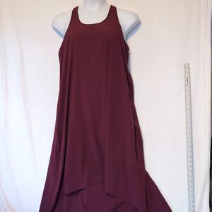 Halara Womens XL Breezeful Racerback High Low Quick Dry Dress Amaranth Burgundy